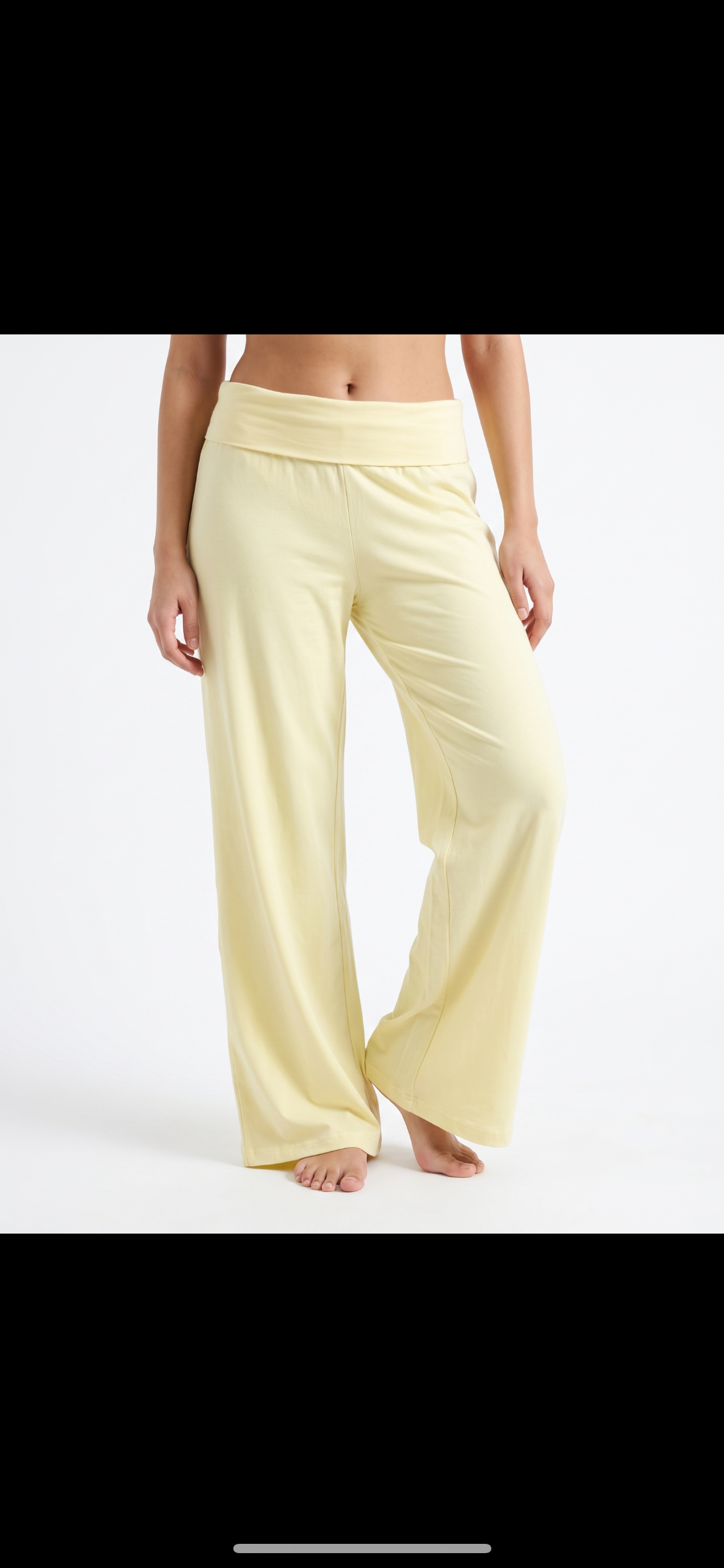 Fold over straight pants(Butter yellow color)