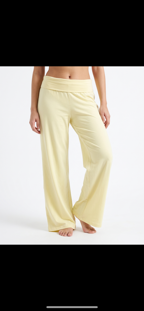 Fold over straight pants(Butter yellow color)
