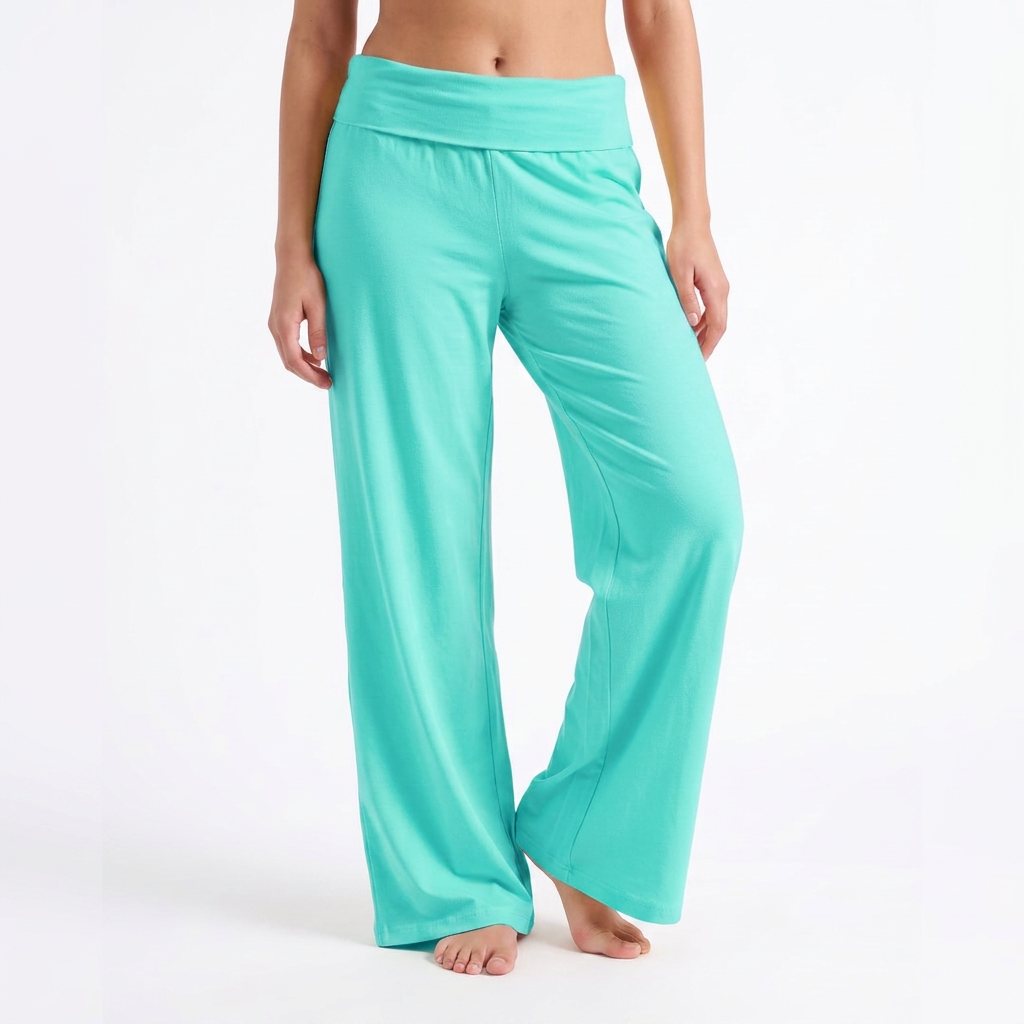 Fold over straight pants(Teal color)