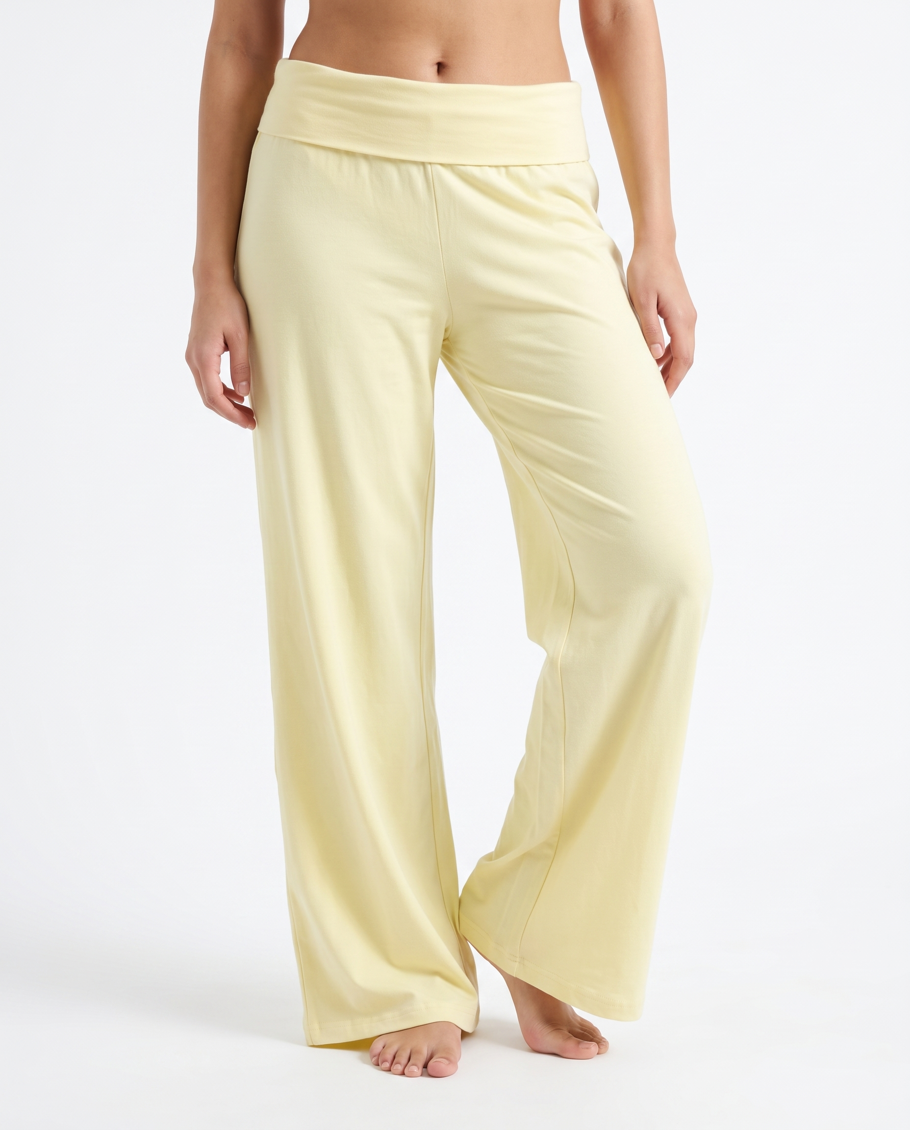 Fold over straight pants(Butter yellow color)