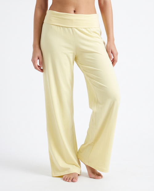 Fold over straight pants(Butter yellow color)